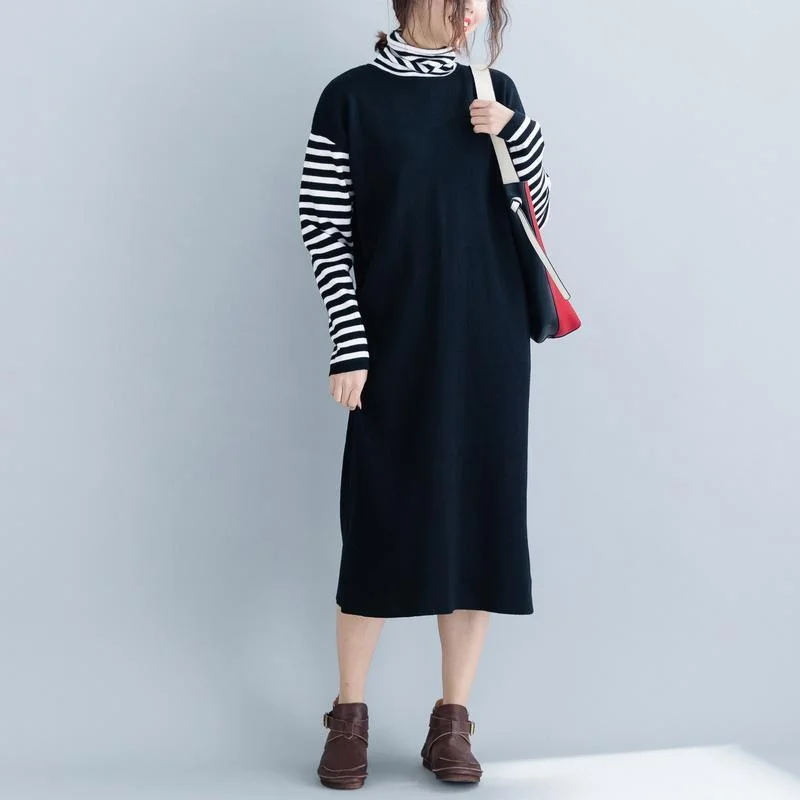 Aesthetic Black Sweater Dress Outfit DIY Baggy Knitted Dress