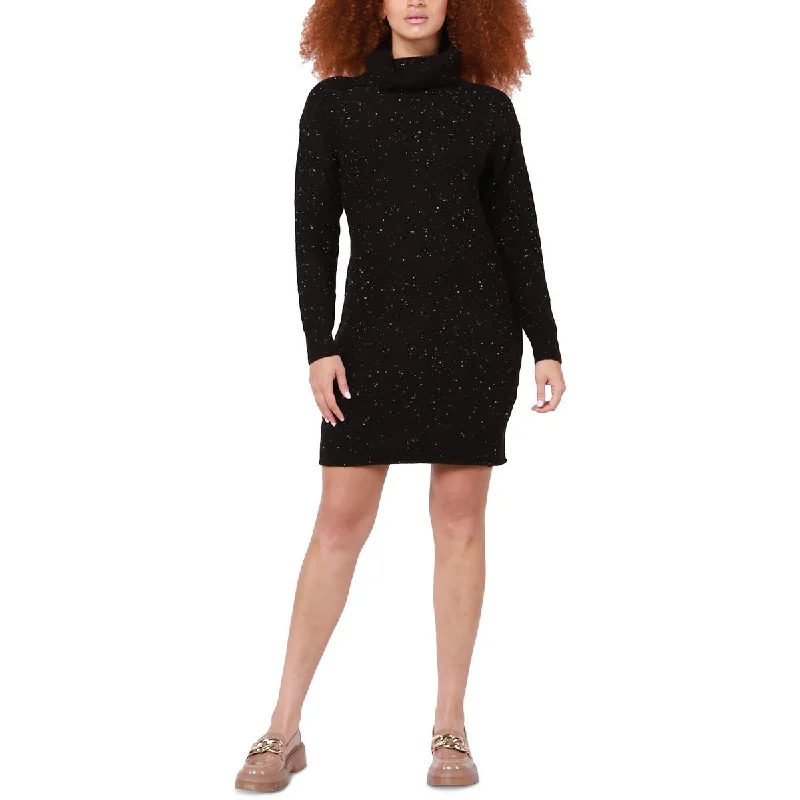 Black Tape_ Womens Turtleneck Knee Sweaterdress