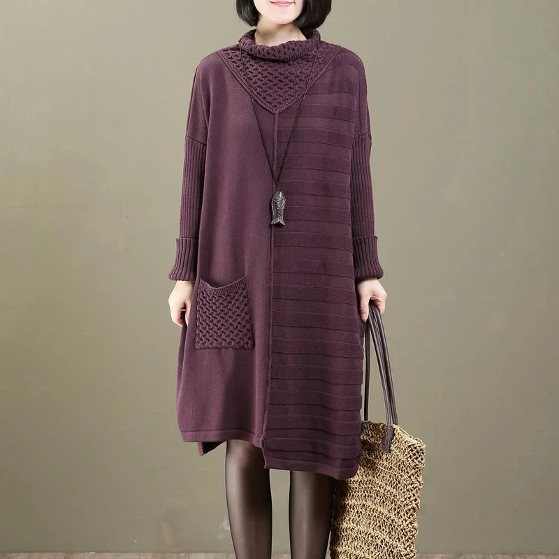 boutique purple sweater dress plussize sweaters boutique patchwork spring dresses