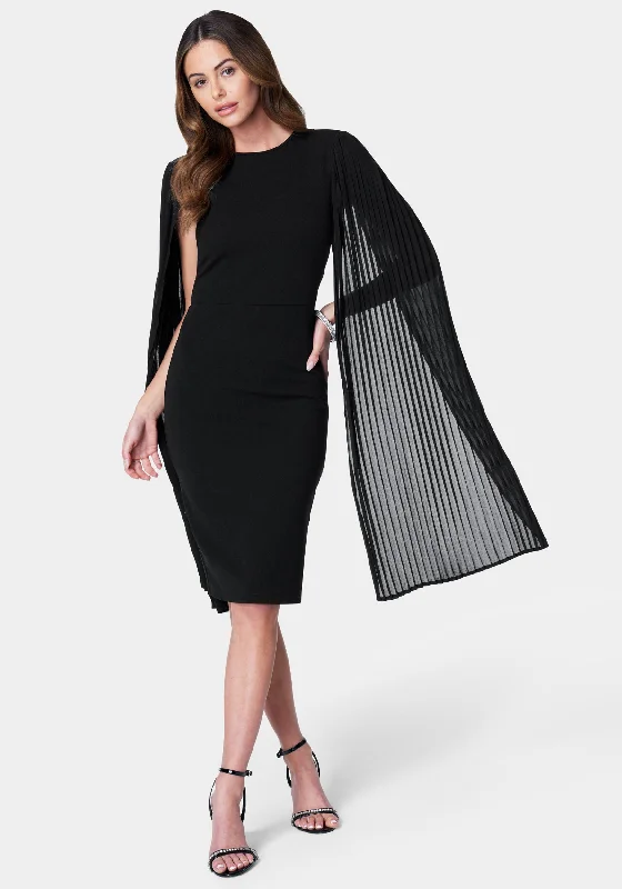 Cape Sleeve Midi Dress