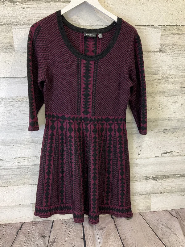 Dress Sweater By Nina Leonard In Black & Purple, Size: L