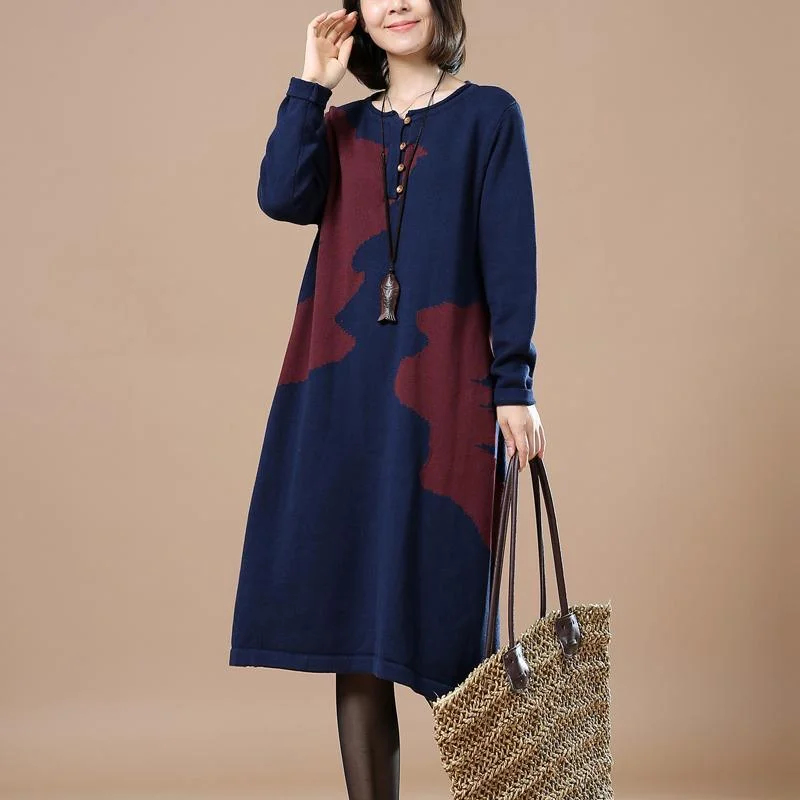 Navy plus size sweater dresses woman