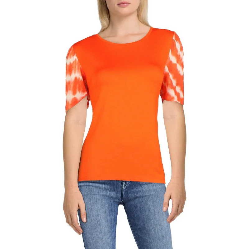 DKNY Womens Puff Sleeve Jersey Pullover Top