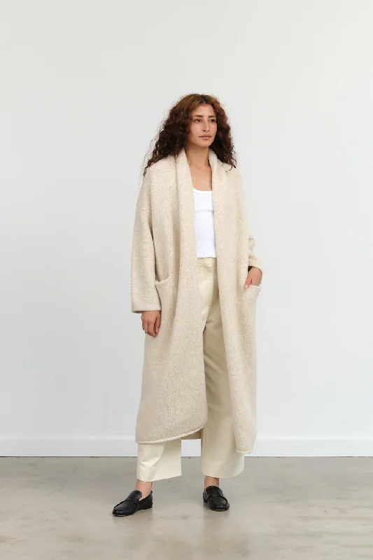 Long Shawl Cardigan in Ecru